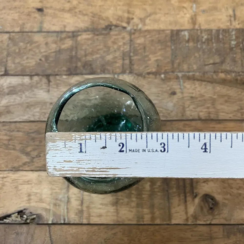 Hand Blown Crackled Glass Candle Holder 3.5